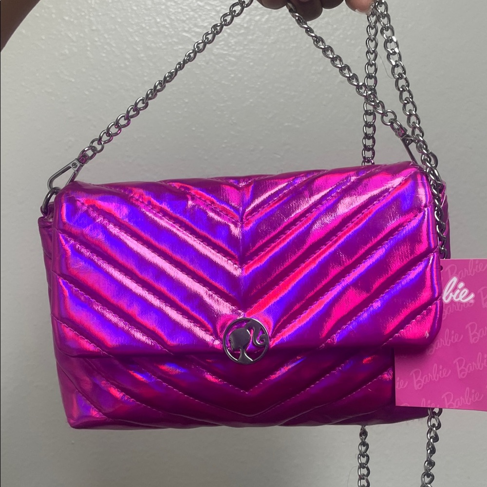 Claire's Metallic Pink Barbie Crossbody Bag